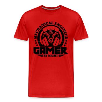 Ingénieur mécanique de nuit Génie Civil - T-shirt bio Premium Homme - rouge - Devant - Damien (186cm)
