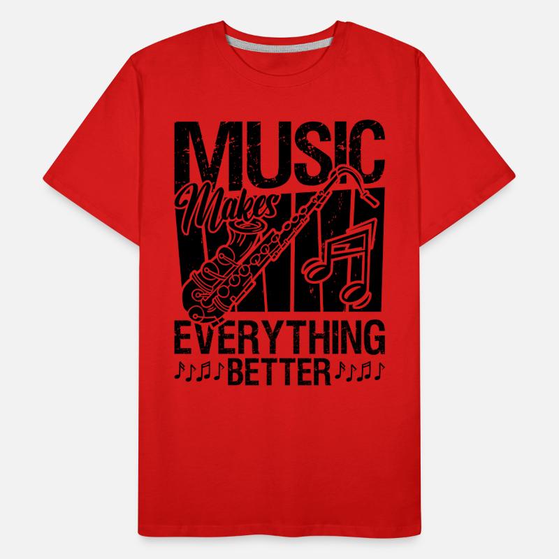 Music Makes Everything Retro Saxophone Player Männer Premium Bio T-Shirt