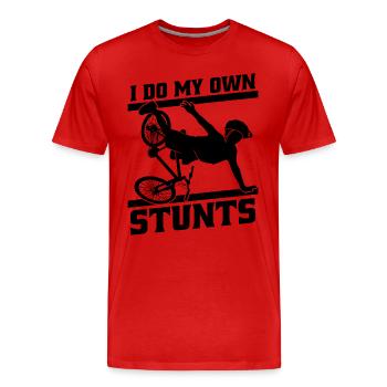 I Do My Own Stunts Bicycle Bicycling Biker Cyclist - Männer Premium Bio T-Shirt - Rot - Vorne - Damien (186cm)