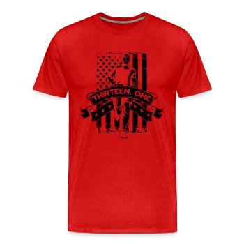 Treize marathoniens de course à pied d’un demi-marathon - T-shirt bio Premium Homme - rouge - Devant - Damien (186cm)