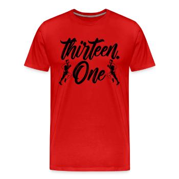 Treize marathoniens athlétiques d’un demi-marathon - T-shirt bio Premium Homme - rouge - Devant - Damien (186cm)