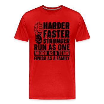 Plus dur Plus rapide Plus fort Coureur de campagne sur longue piste - T-shirt bio Premium Homme - rouge - Devant - Damien (186cm)