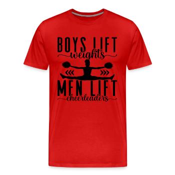 Boys Lift Weights Cheer Squad Dancer Cheerleader - Männer Premium Bio T-Shirt - Rot - Vorne - Damien (186cm)
