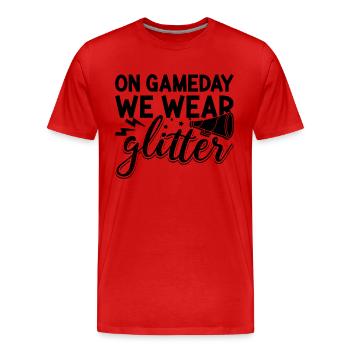 On Game Day We Wear Glitter Dancing Cheerleader - Männer Premium Bio T-Shirt - Rot - Vorne - Damien (186cm)