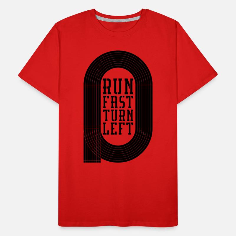 Run Fast Turn Left Retro Triathlon Race Sprinter Männer Premium Bio T-Shirt
