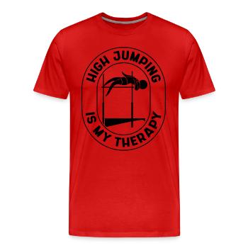 Le saut en hauteur est mon sauteur en hauteur de saut à la perche thérapeutique - T-shirt bio Premium Homme - rouge - Devant - Damien (186cm)