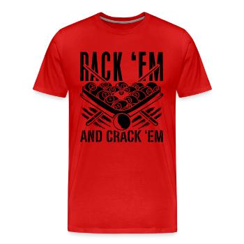 Rack 'Em And Crack Cue Sports Snooker Pool Player - Männer Premium Bio T-Shirt - Rot - Vorne - Damien (186cm)