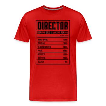 Director Nutrition Facts Cinema Film Directors - Men's Premium Organic T-Shirt - red - Front - Damien (186cm)