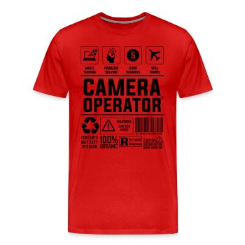 Le caméraman aime Movie Maker Le caméraman - T-shirt bio Premium Homme - rouge - Devant - Damien (186cm)