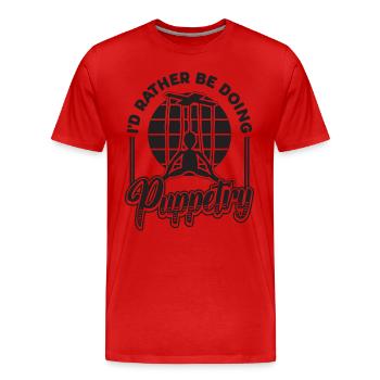 Je préférerais faire des marionnettes marionnettes marionnettiste - T-shirt bio Premium Homme - rouge - Devant - Damien (186cm)