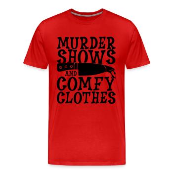 Murder Shows And Comfy Investigation Detectives - Men's Premium Organic T-Shirt - red - Front - Damien (186cm)
