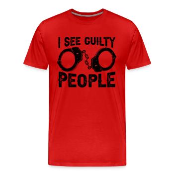 Je vois des personnes coupables Agents correctionnels de probation - T-shirt bio Premium Homme - rouge - Devant - Damien (186cm)
