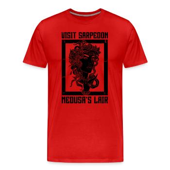 Visitez Sarpédon, l’amateur de mythologie grecque de Méduse - T-shirt bio Premium Homme - rouge - Devant - Damien (186cm)