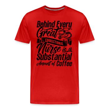 Derrière chaque infirmière correctionnelle mince argent - T-shirt bio Premium Homme - rouge - Devant - Damien (186cm)