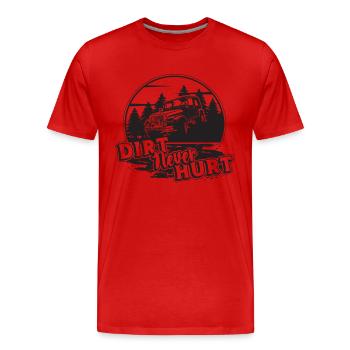 La saleté n’a jamais fait de mal à un coureur hors route - T-shirt bio Premium Homme - rouge - Devant - Damien (186cm)