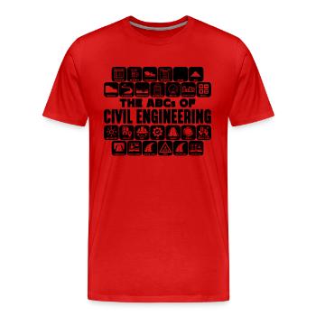 L’ABC des ingénieurs en génie civil - T-shirt bio Premium Homme - rouge - Devant - Damien (186cm)
