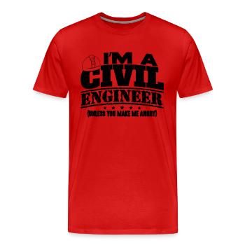 Je suis un entrepreneur en génie civil Ingénieurs civils - T-shirt bio Premium Homme - rouge - Devant - Damien (186cm)