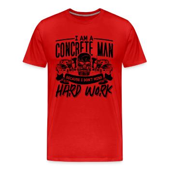 Je suis un homme béton Concrétiseur Finitions de béton - T-shirt bio Premium Homme - rouge - Devant - Damien (186cm)