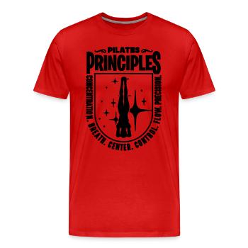 Pilates Principles Concentration Breath Reformer - Men's Premium Organic T-Shirt - red - Front - Damien (186cm)