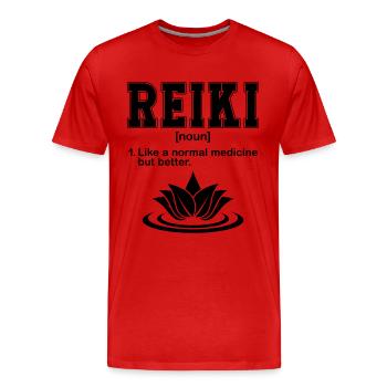 Reiki Noun Like Normal Medicine Reiki Treatment - Men's Premium Organic T-Shirt - red - Front - Damien (186cm)