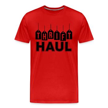 Thrift Haul Thrift Shopping Second Hand Thrifter - Männer Premium Bio T-Shirt - Rot - Vorne - Damien (186cm)