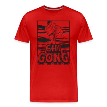 Chi Gong Méditation Yin Yang Ninjutsu Qigong Lover - T-shirt bio Premium Homme - rouge - Devant - Damien (186cm)