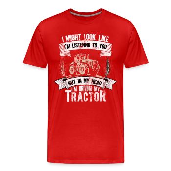 Bauer tracteur fermier - T-shirt bio Premium Homme - rouge - Devant - Damien (186cm)
