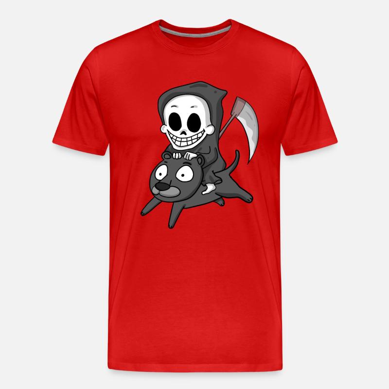 Sensenmann und Schwarzer Panther - Männer Premium Bio T-Shirt - Rot