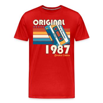 Novembre né 1987 Cadeau de 35e anniversaire - T-shirt bio Premium Homme - rouge - Devant - Damien (186cm)