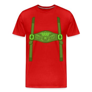 Lederhosen Tracht Wiesn Beer - Men's Premium Organic T-Shirt - red - Front - Damien (186cm)
