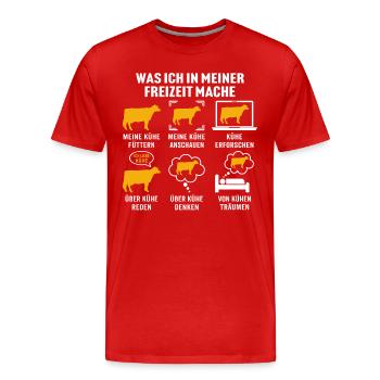 Was ich in meiner freizeit mache meine Kühe - Männer Premium Bio T-Shirt - Rot - Vorne - Damien (186cm)
