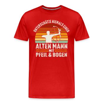 Alten mann mit pfeil und bogen - Männer Premium Bio T-Shirt - Rot - Vorne - Damien (186cm)