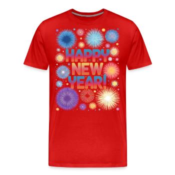 Happy New Year Feuerwerk Rakete Silvester Outfit - Männer Premium Bio T-Shirt - Rot - Vorne - Damien (186cm)
