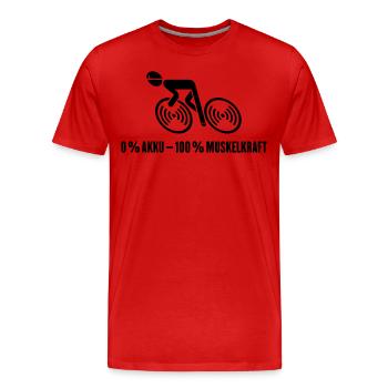 0 % Akku – 100 % Muskelkraft (Fahrrad / Black) - Männer Premium Bio T-Shirt - Rot - Vorne - Damien (186cm)
