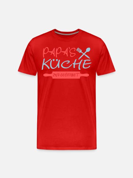 Papas Küche 24h - Männer Premium Bio T-Shirt - Rot