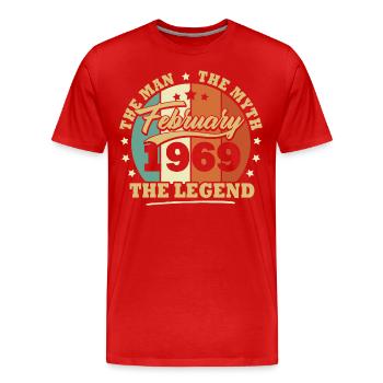 February 1969, 54 years Birthday Man woman - Men's Premium Organic T-Shirt - red - Front - Damien (186cm)