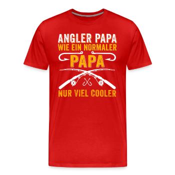 Angler Papa Wie Ein Normaler Papa Nur Viel Cooler - Männer Premium Bio T-Shirt - Rot - Vorne - Damien (186cm)