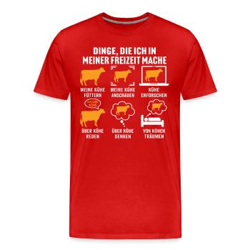 Was ich in meiner freizeit mache meine Kühe - Männer Premium Bio T-Shirt - Rot - Vorne - Damien (186cm)