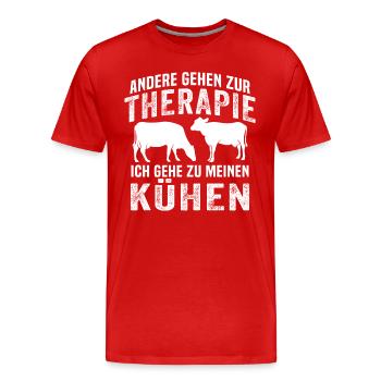 andere gehen zur therapie ich gehe zu meinen kühen - Männer Premium Bio T-Shirt - Rot - Vorne - Damien (186cm)