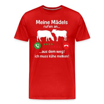 ich muss kühe melken - Männer Premium Bio T-Shirt - Rot - Vorne - Damien (186cm)