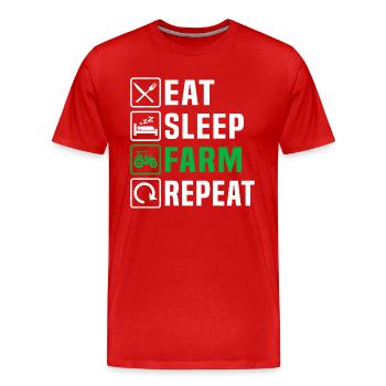 Eat Sleep Farm Repeat Farming - Men's Premium Organic T-Shirt - red - Front - Damien (186cm)
