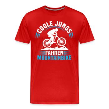 Coole jungs fahren mountainbike kinder jungen - Männer Premium Bio T-Shirt - Rot - Vorne - Damien (186cm)