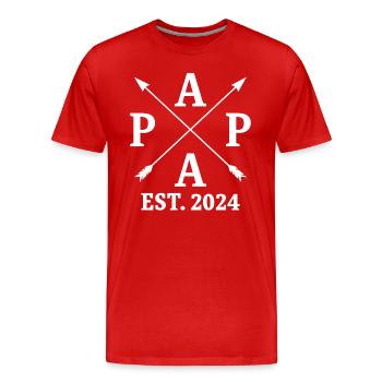 Papa Est. 2024 - Männer Premium Bio T-Shirt - Rot - Vorne - Damien (186cm)