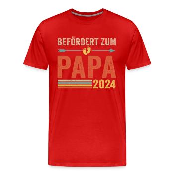 Befördert zum Papa 2024 - Männer Premium Bio T-Shirt - Rot - Vorne - Damien (186cm)