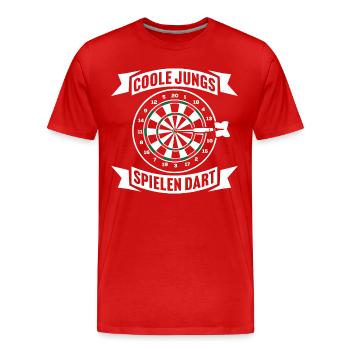 Coole Jungs spielen Dart Dartspieler - Männer Premium Bio T-Shirt - Rot - Vorne - Damien (186cm)