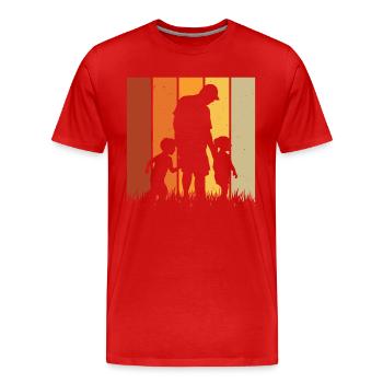Vater und Tochter Vater und Sohn - Männer Premium Bio T-Shirt - Rot - Vorne - Damien (186cm)