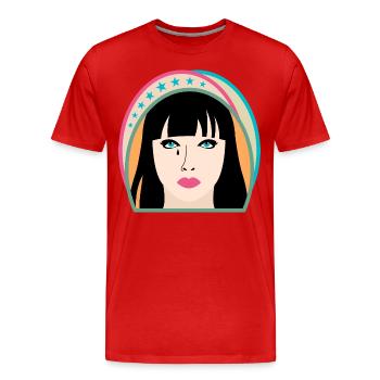Lonely woman in the window - Men's Premium Organic T-Shirt - red - Front - Damien (186cm)