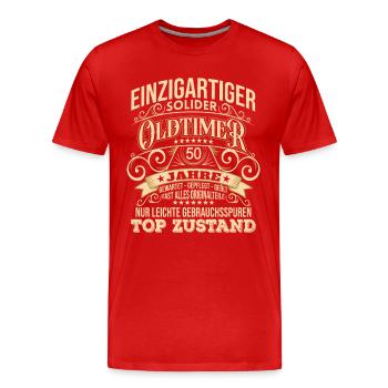 50. Geburtstag Mann Männer 50 Jahre Geschenk - Männer Premium Bio T-Shirt - Rot - Vorne - Damien (186cm)
