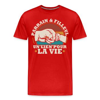 Parrain et filleul un lien pour la vie - T-shirt bio Premium Homme - rouge - Devant - Damien (186cm)