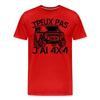 Je peux pas j'ai 4X4 - T-shirt bio Premium Homme - rouge - Devant - Damien (186cm)